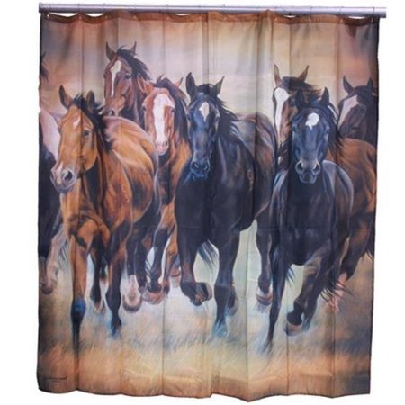 DLC DLC 62015 Traveling Team Rustic Galloping Horses Fabric Shower Curtain - 0.1 x 70.75 x 70.75 in. 62015